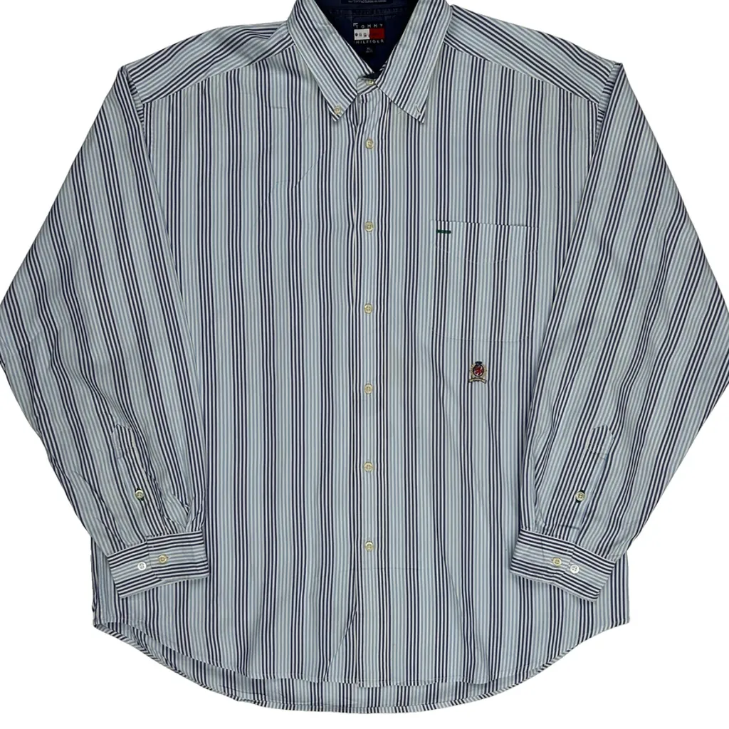 Tommy Hilfiger Striped Shirt - XL Blue Cotton - Image 5