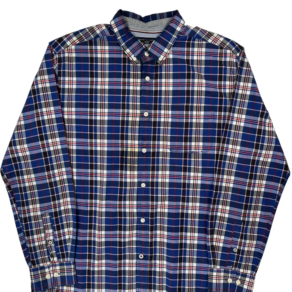 Tommy Hilfiger Checked Shirt - XL Blue Cotton - Image 5