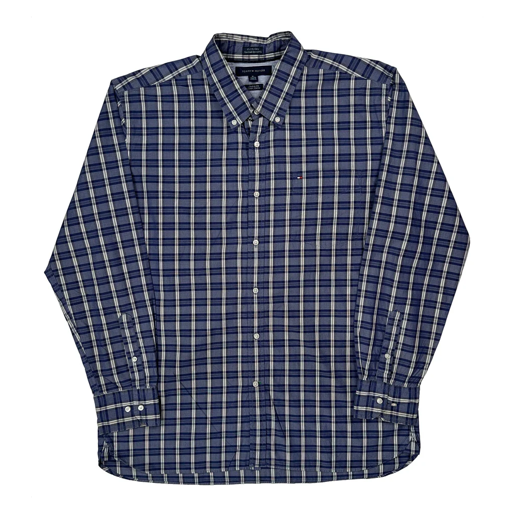 Tommy Hilfiger Checked Shirt - XL Blue Cotton