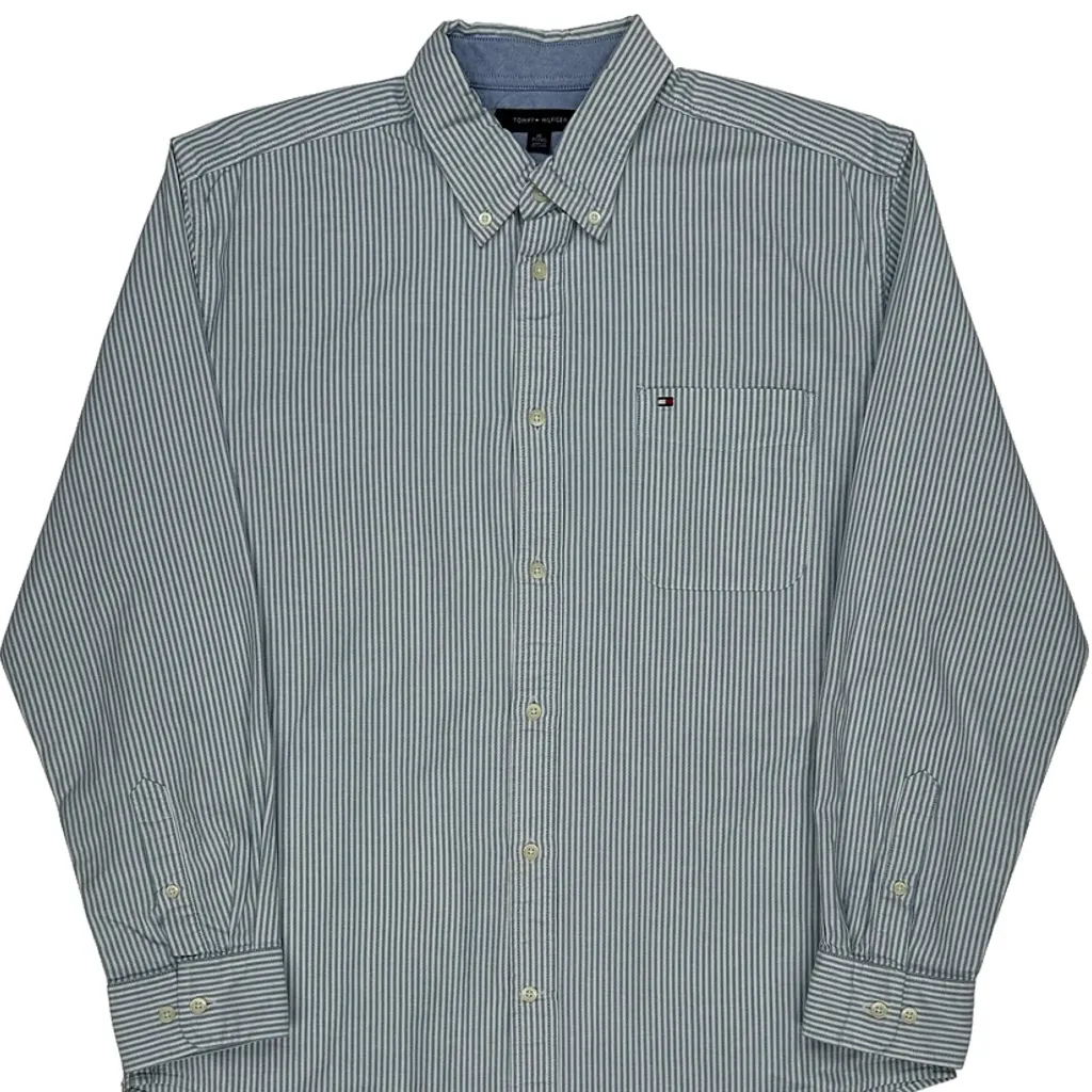 Tommy Hilfiger Striped Shirt - XL Blue Cotton - Image 5