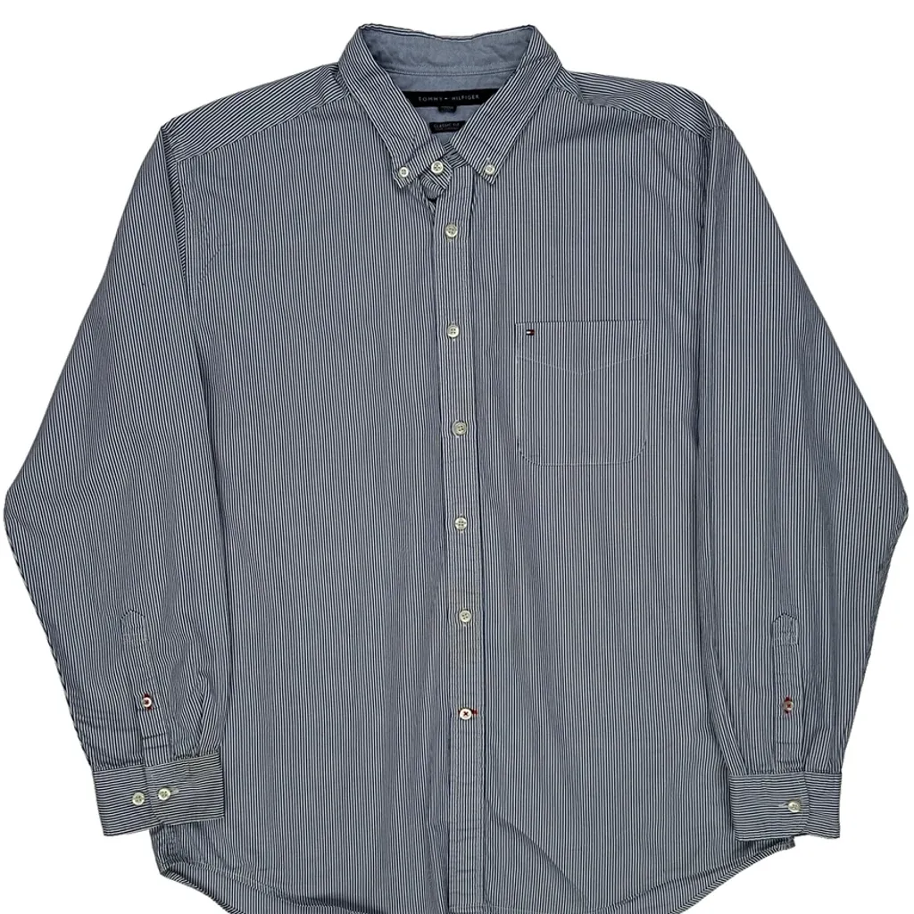 Tommy Hilfiger Striped Shirt - XL Blue Cotton - Image 4