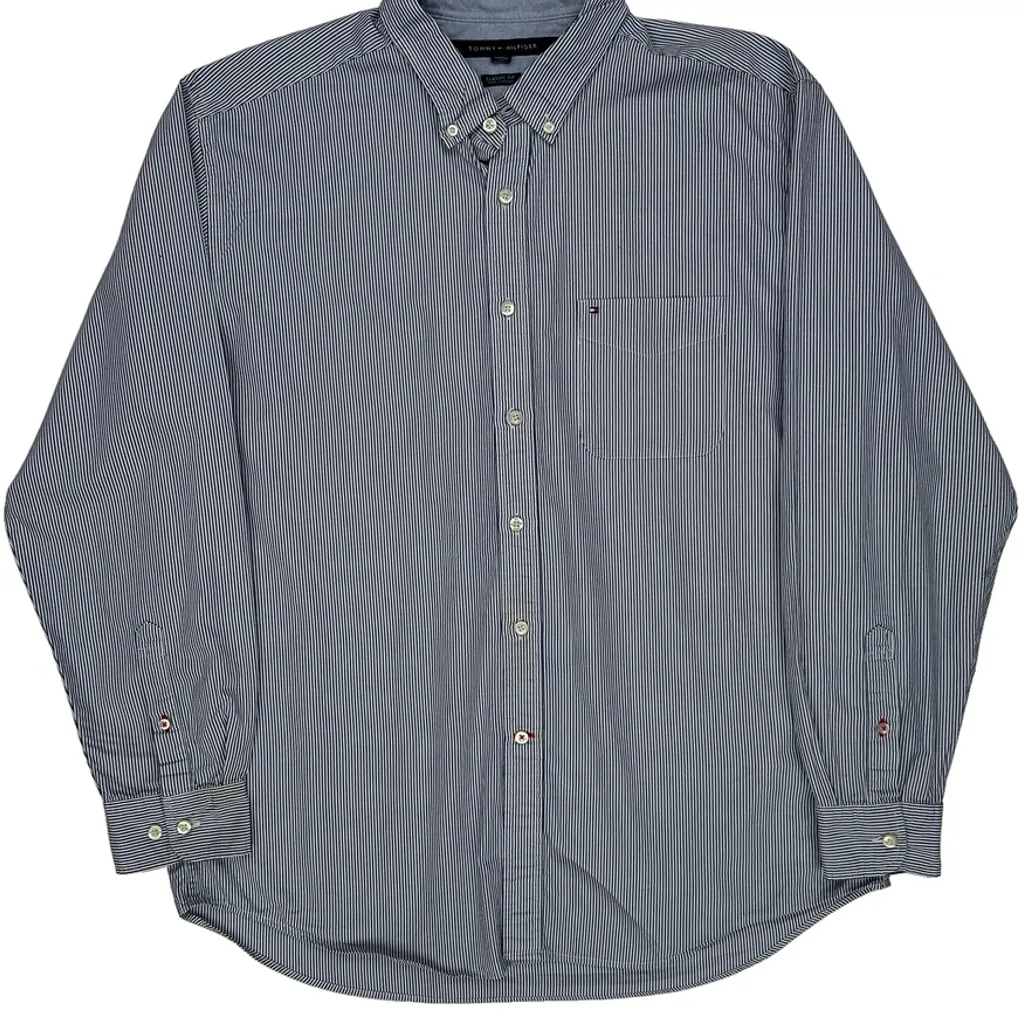 Tommy Hilfiger Striped Shirt - XL Blue Cotton - Image 5