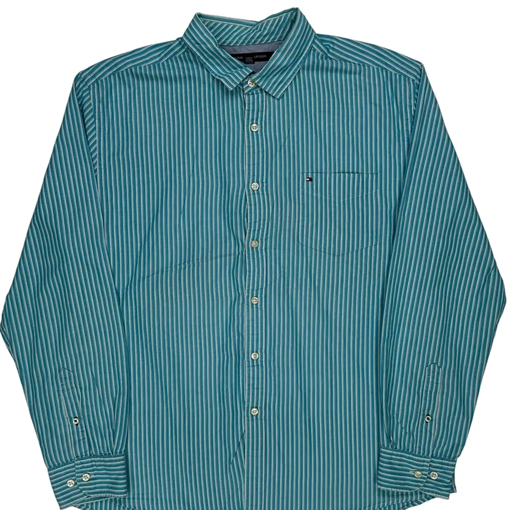Tommy Hilfiger Striped Shirt - XL Blue Cotton - Image 4
