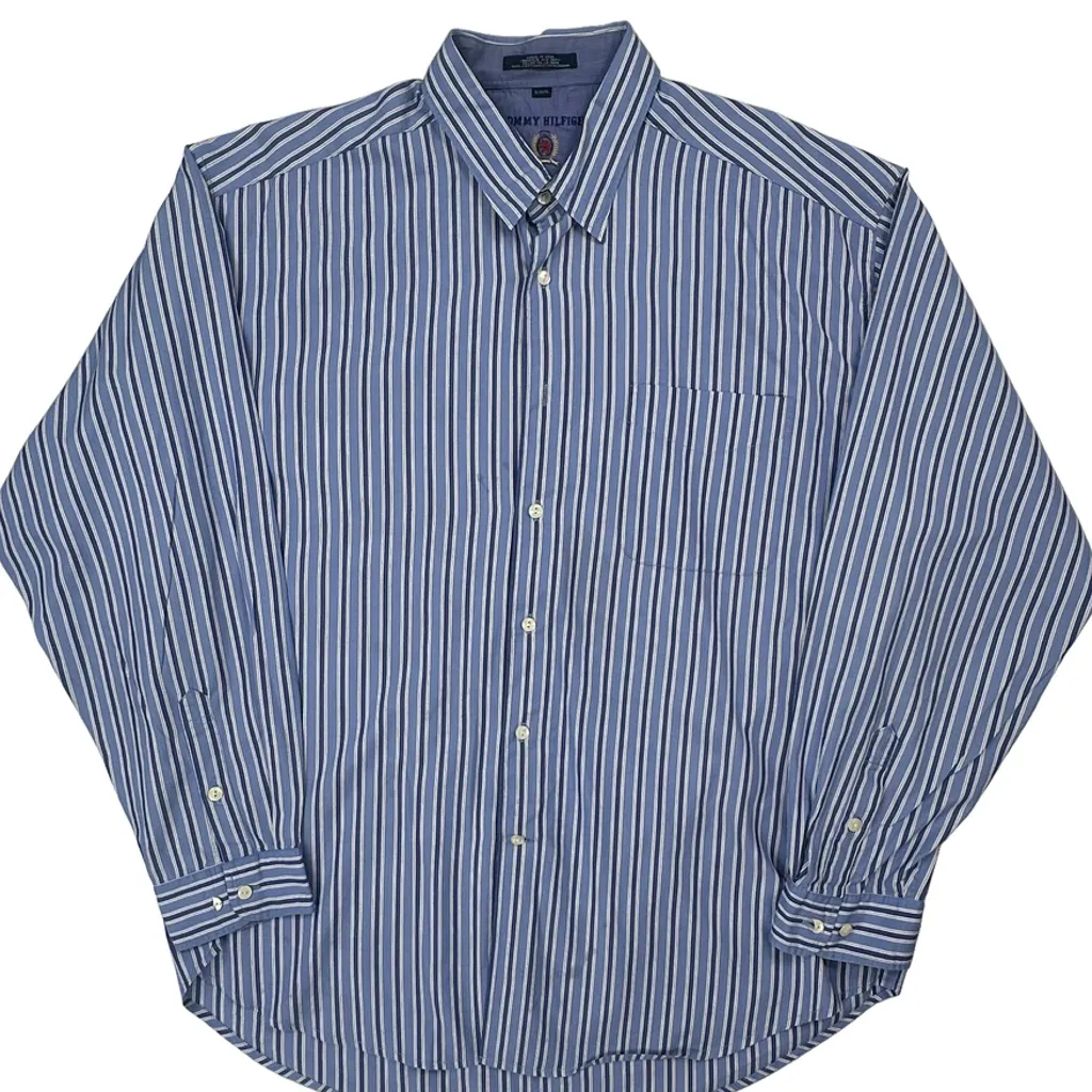 Tommy Hilfiger Striped Shirt - XL Blue Cotton - Image 4