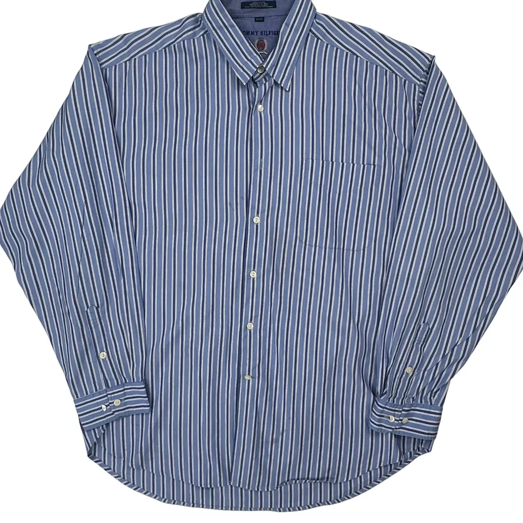 Tommy Hilfiger Striped Shirt - XL Blue Cotton - Image 5