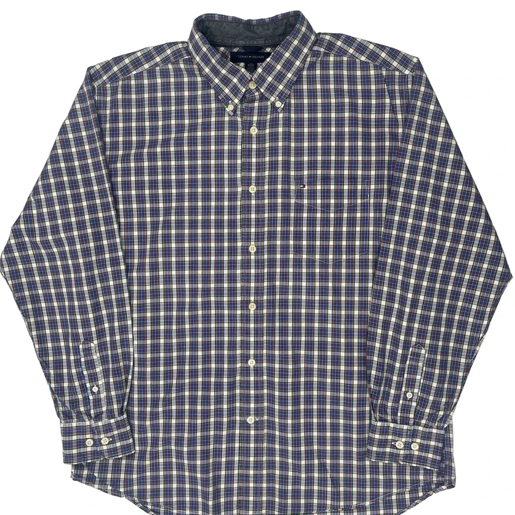 Tommy Hilfiger Checked Shirt - XL Blue Cotton - Image 4