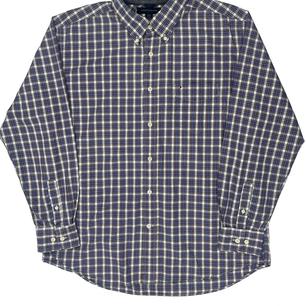 Tommy Hilfiger Checked Shirt - XL Blue Cotton - Image 5