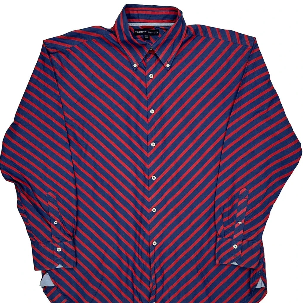 Tommy Hilfiger Striped Shirt - XL Blue Cotton - Image 4