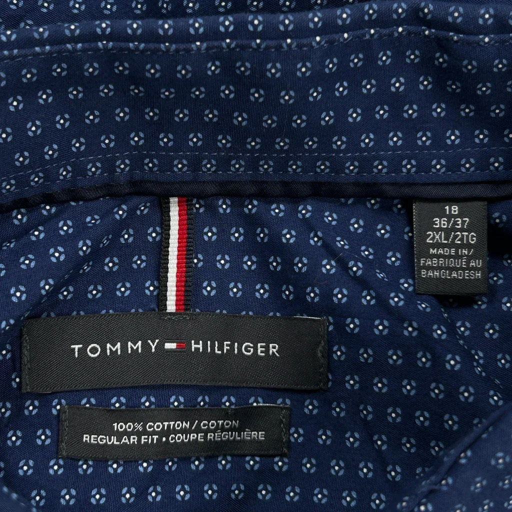 Tommy Hilfiger Polka Dot Shirt - 2XL Blue Cotton - Image 3
