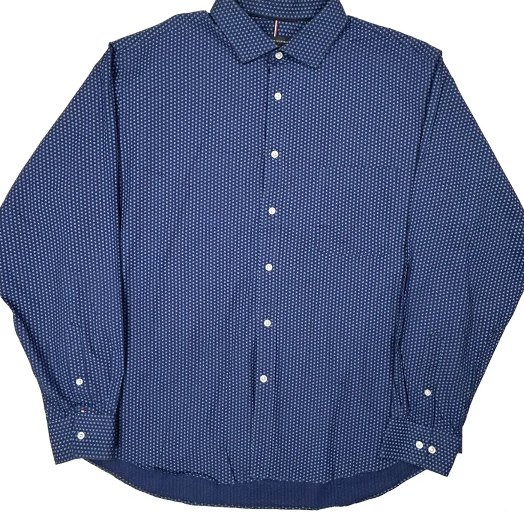 Tommy Hilfiger Polka Dot Shirt - 2XL Blue Cotton - Image 5