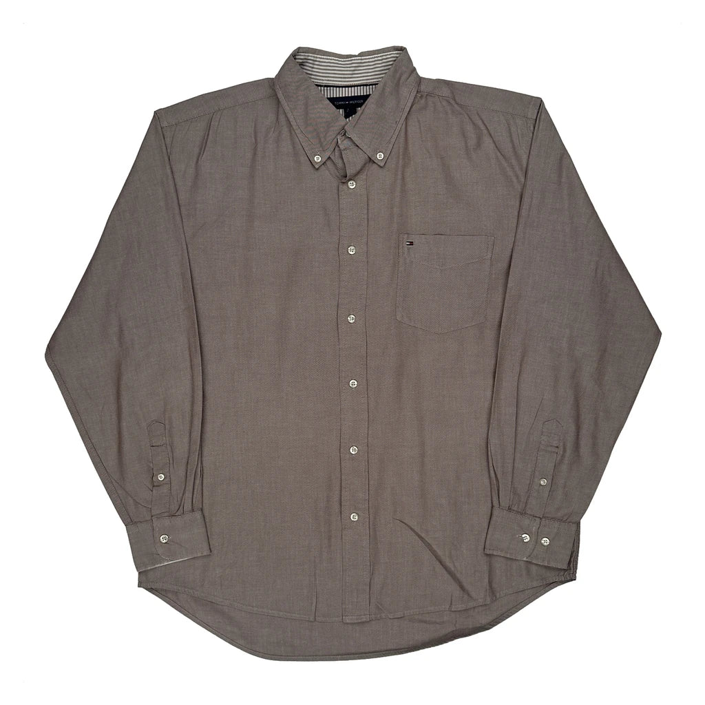 Tommy Hilfiger Shirt - Large Brown Cotton