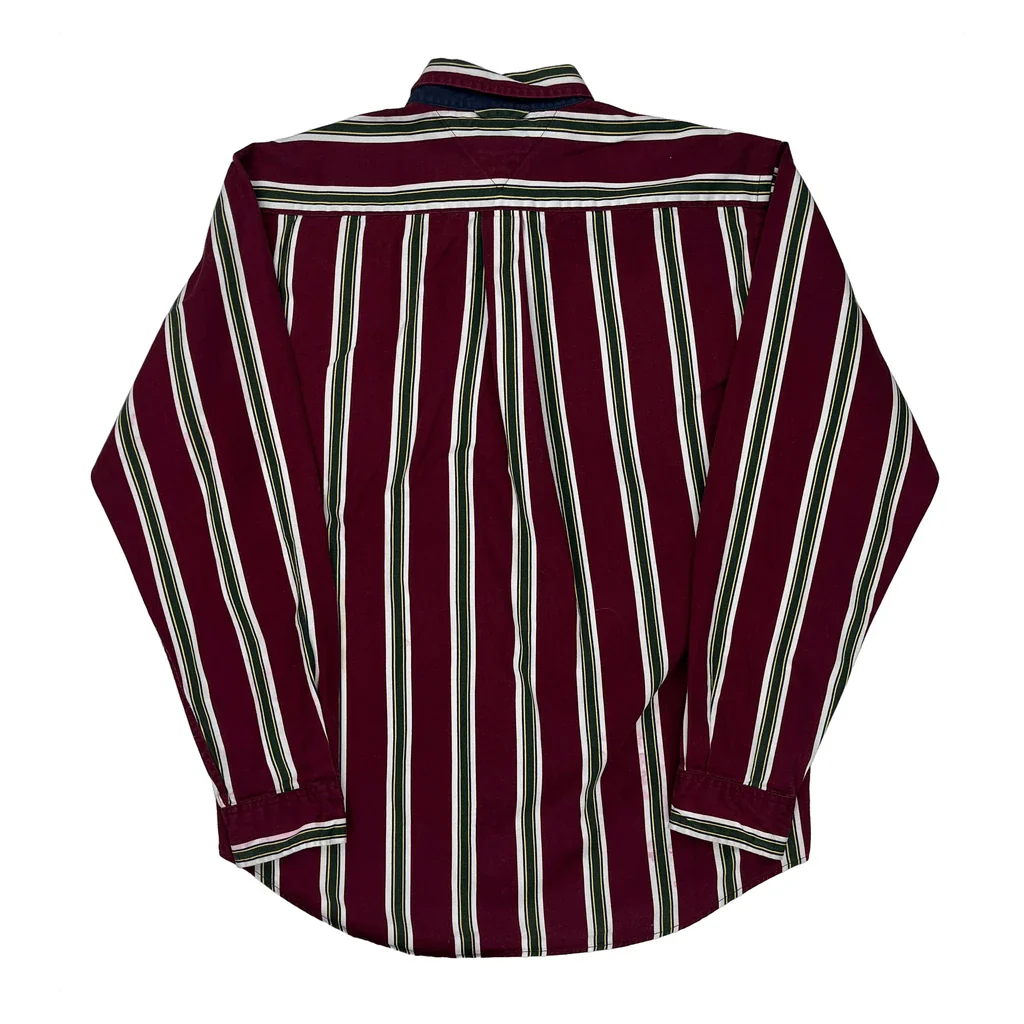 Tommy Hilfiger Striped Shirt - Large Burgundy Cotton - Image 2