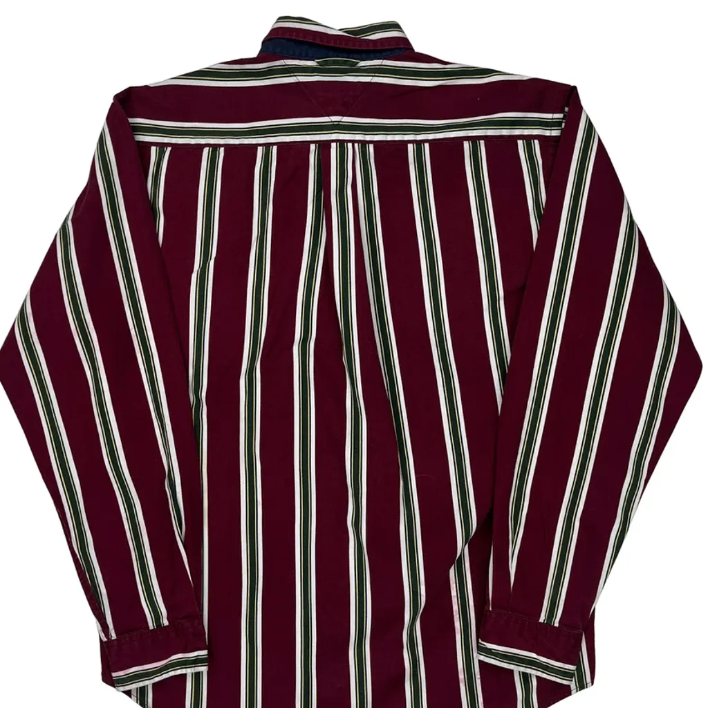 Tommy Hilfiger Striped Shirt - Large Burgundy Cotton - Image 6