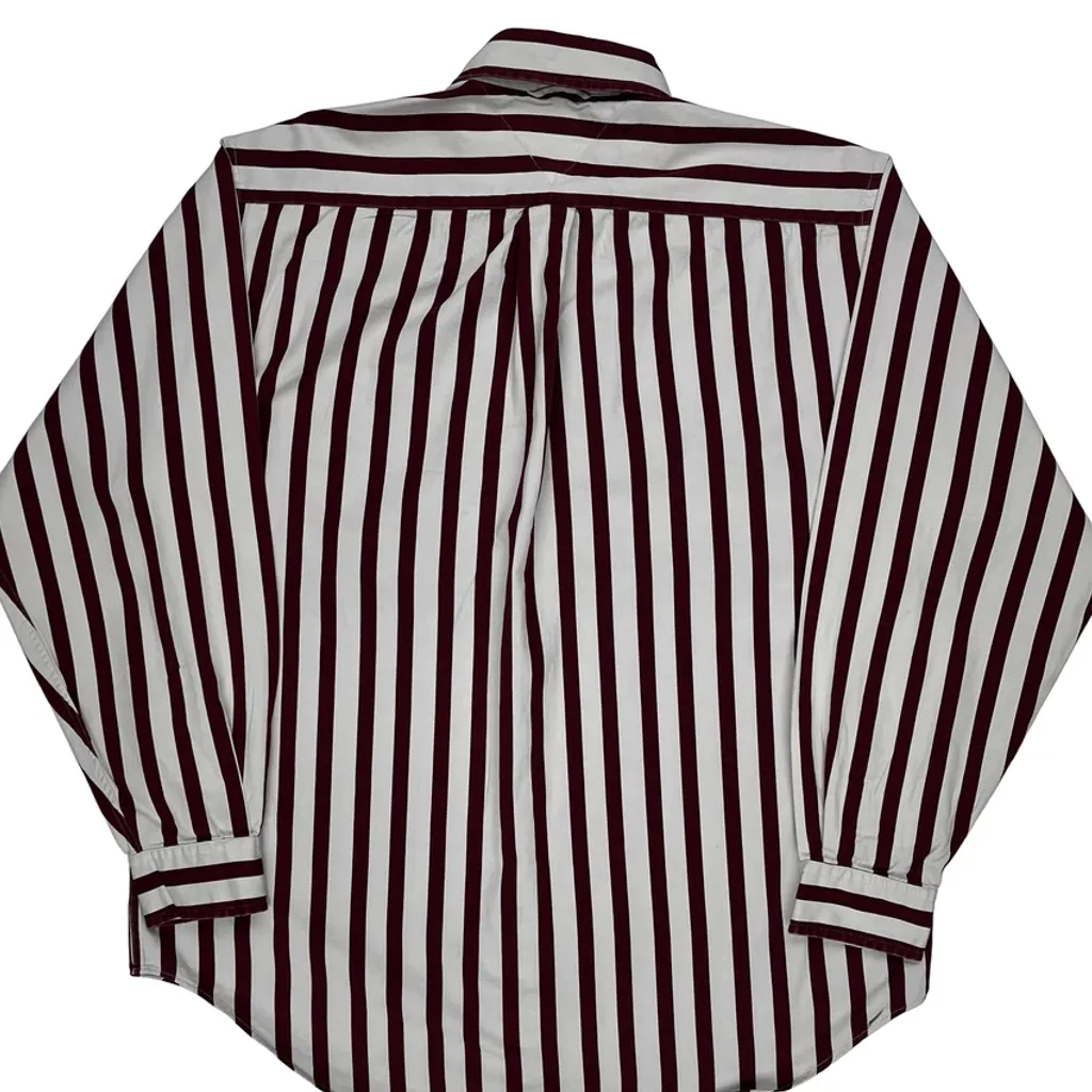 Tommy Hilfiger Striped Shirt - Medium Burgundy Cotton - Image 7