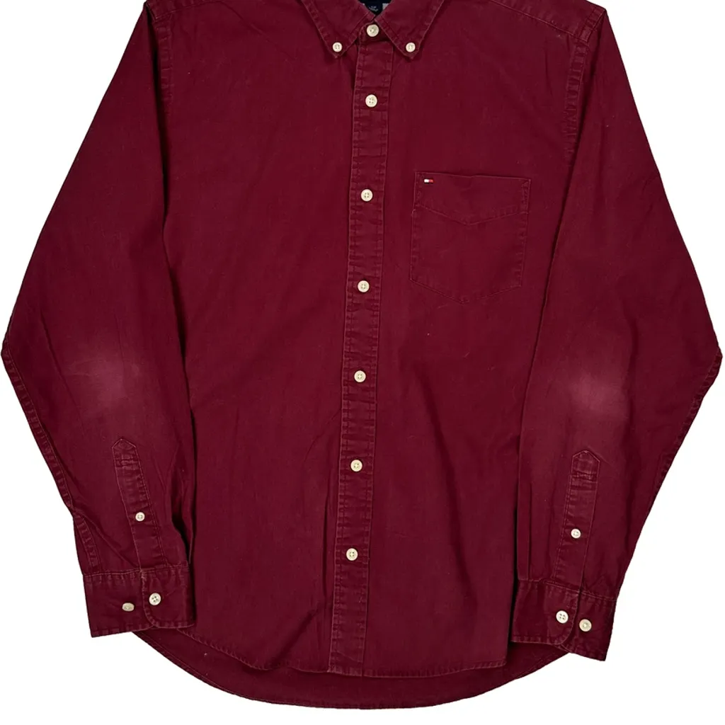Tommy Hilfiger Shirt - Small Burgundy Cotton - Image 5