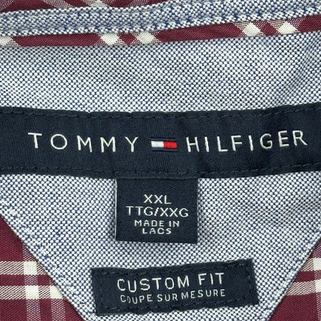 Tommy Hilfiger Checked Shirt - 2XL Burgundy Cotton - Image 3