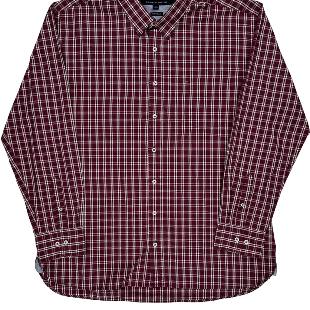 Tommy Hilfiger Checked Shirt - 2XL Burgundy Cotton - Image 4