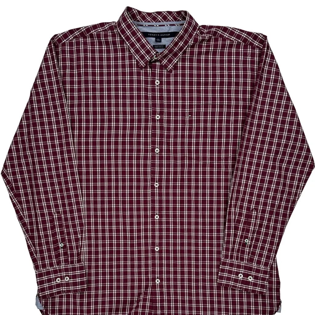 Tommy Hilfiger Checked Shirt - 2XL Burgundy Cotton - Image 5