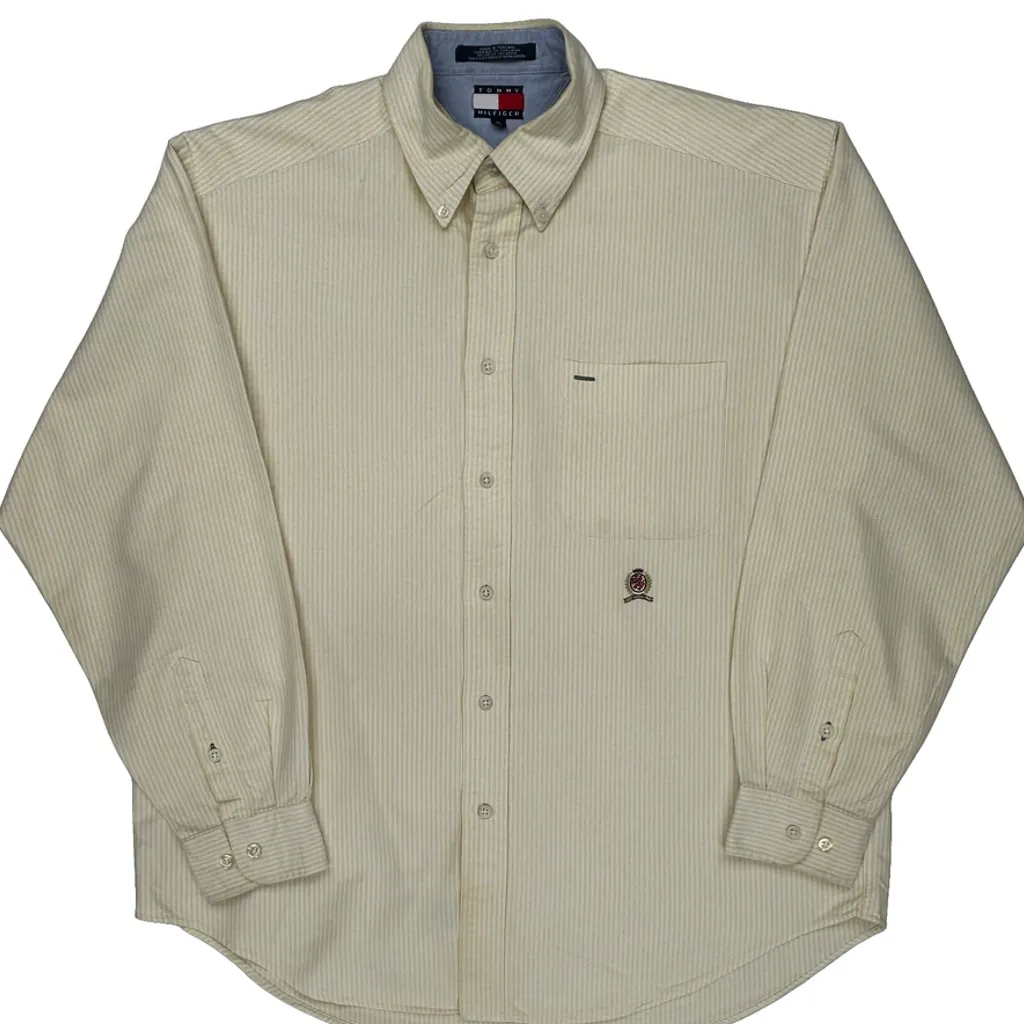 Tommy Hilfiger Striped Shirt - Medium Cream Cotton - Image 5