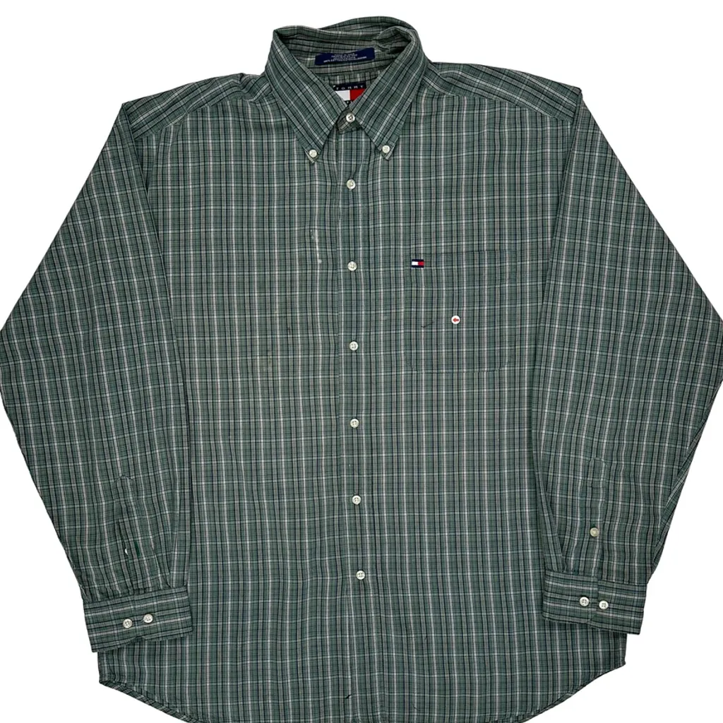 Tommy Hilfiger Checked Shirt - Large Green Cotton - Image 6
