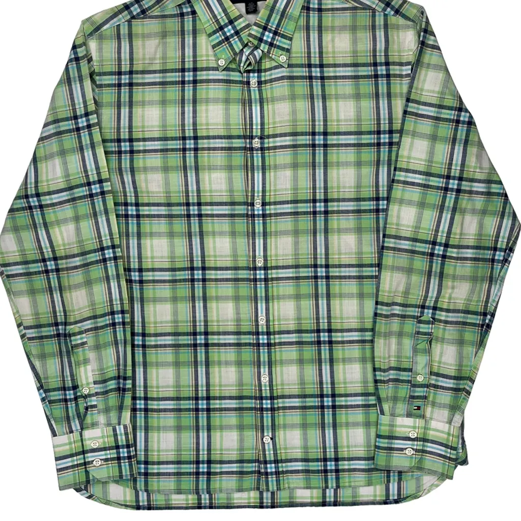 Tommy Hilfiger Checked Shirt - Large Green Cotton - Image 5