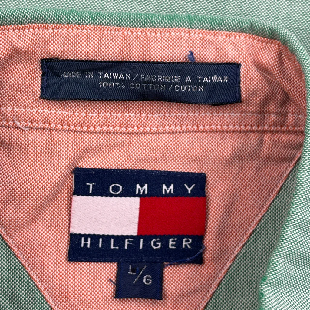 Tommy Hilfiger Shirt - Large Green Cotton - Image 3