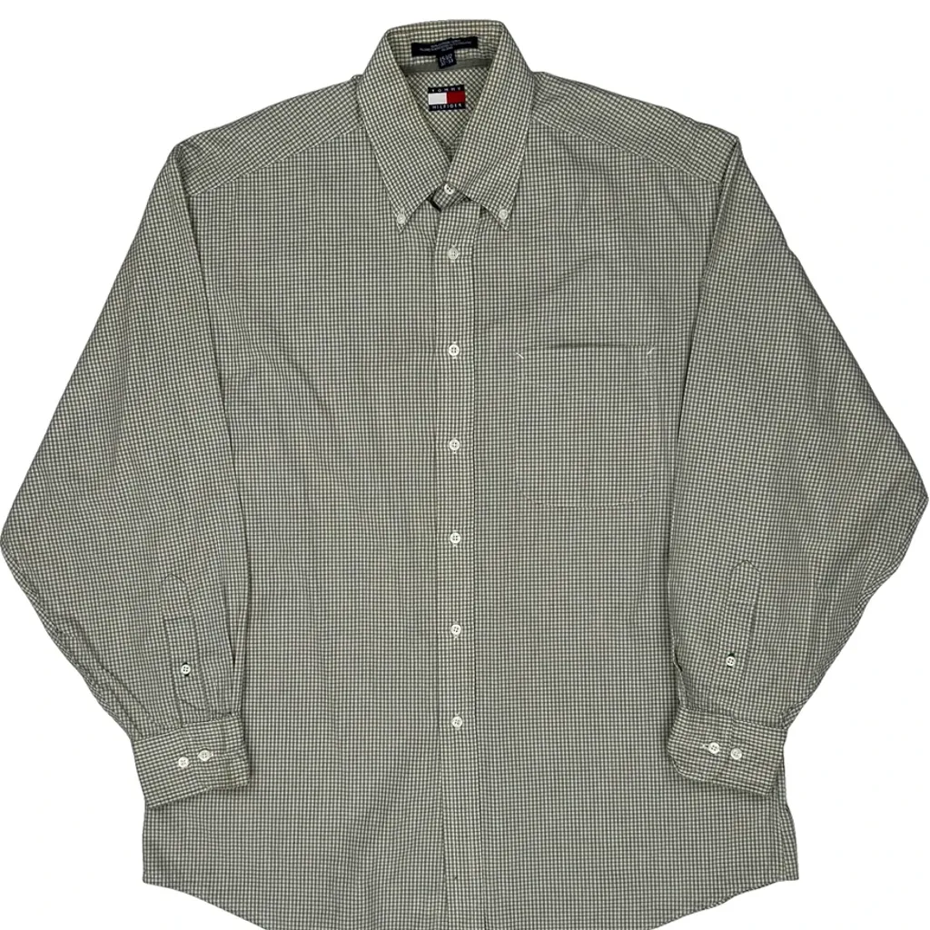 Tommy Hilfiger Checked Shirt - Medium Green Cotton - Image 5