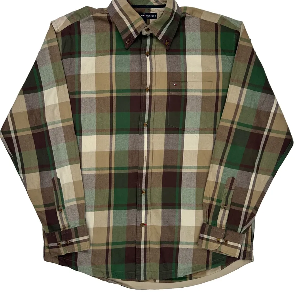 Tommy Hilfiger Checked Shirt - Medium Green Cotton - Image 4