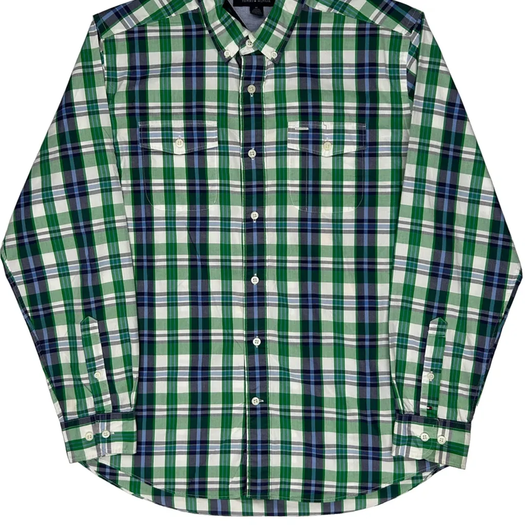 Tommy Hilfiger Checked Shirt - Medium Green Cotton - Image 4