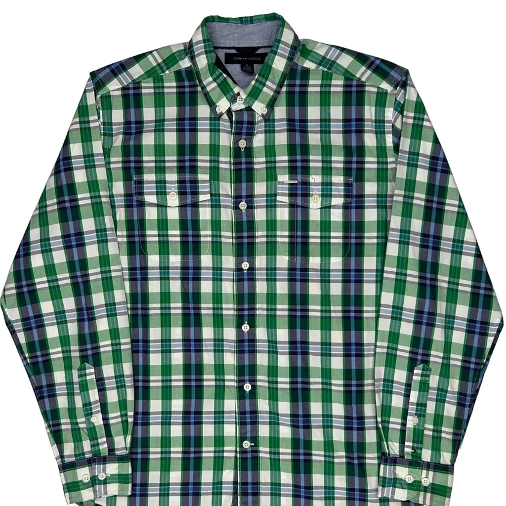 Tommy Hilfiger Checked Shirt - Medium Green Cotton - Image 5