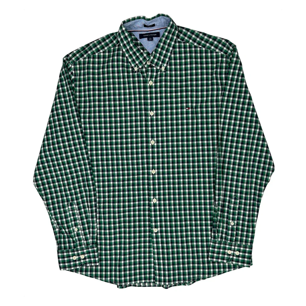 Tommy Hilfiger Checked Shirt - XL Green Cotton
