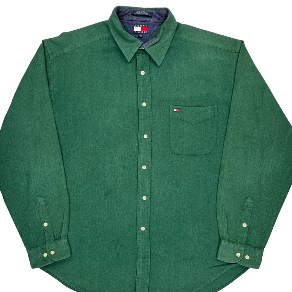 Tommy Hilfiger Shirt - XL Green Cotton - Image 4