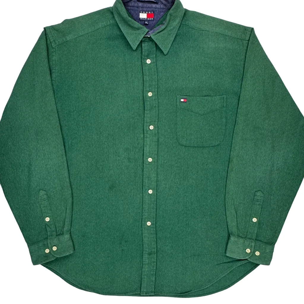 Tommy Hilfiger Shirt - XL Green Cotton - Image 5