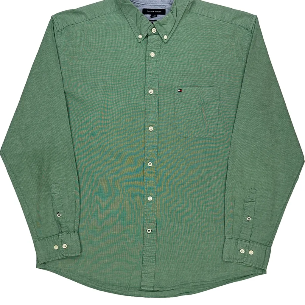 Tommy Hilfiger Shirt - XL Green Cotton - Image 4