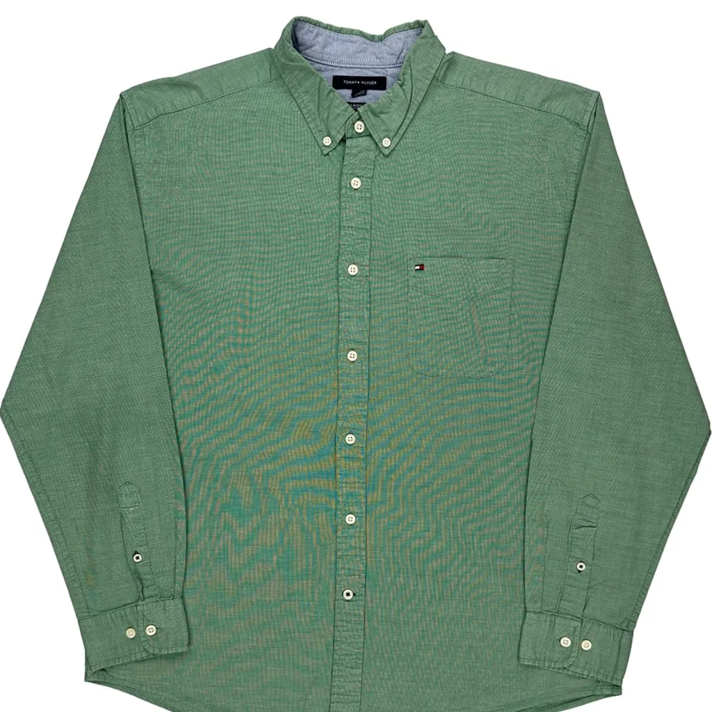 Tommy Hilfiger Shirt - XL Green Cotton - Image 5