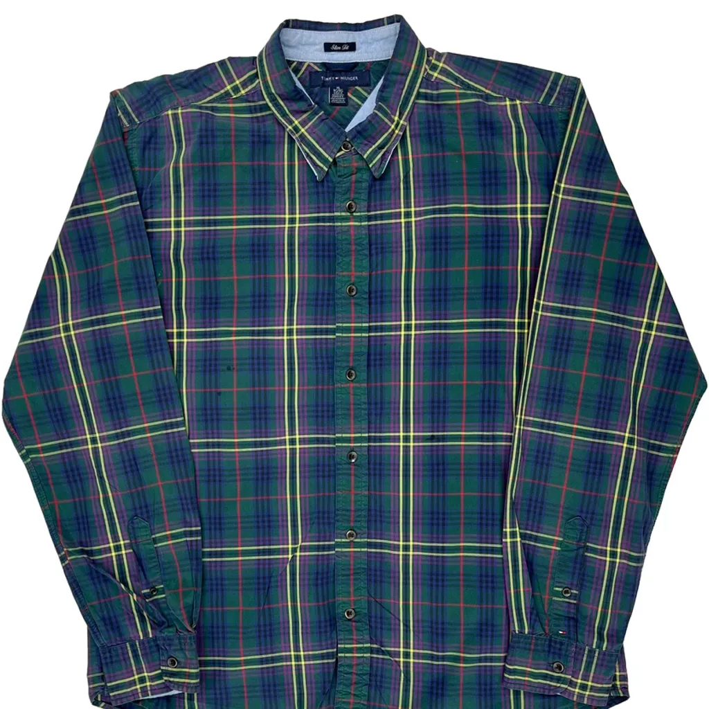 Tommy Hilfiger Checked Shirt - XL Green Cotton - Image 5