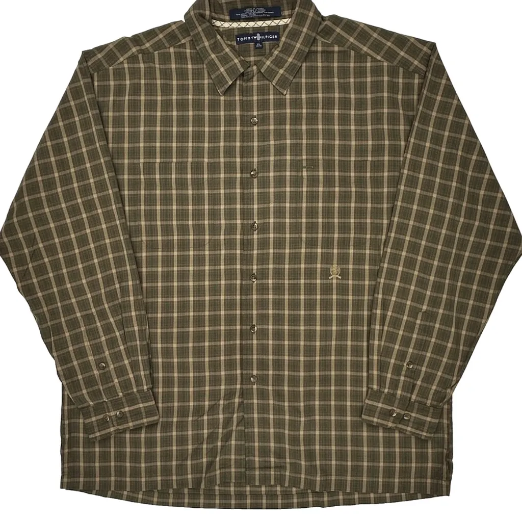 Tommy Hilfiger Checked Shirt - XL Green Polyester - Image 4