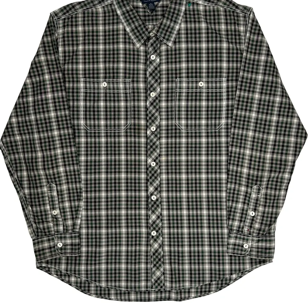 Tommy Hilfiger Checked Shirt - XL Green Cotton - Image 4
