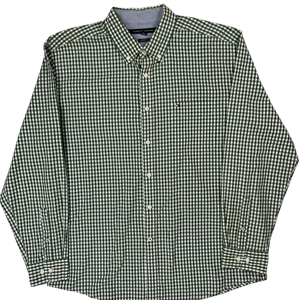 Tommy Hilfiger Checked Shirt - XL Green Cotton - Image 4