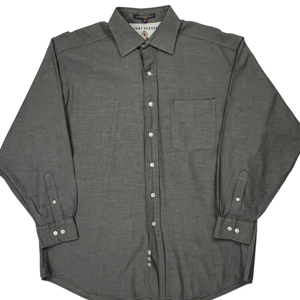 Tommy Hilfiger Shirt - Large Grey Cotton - Image 4