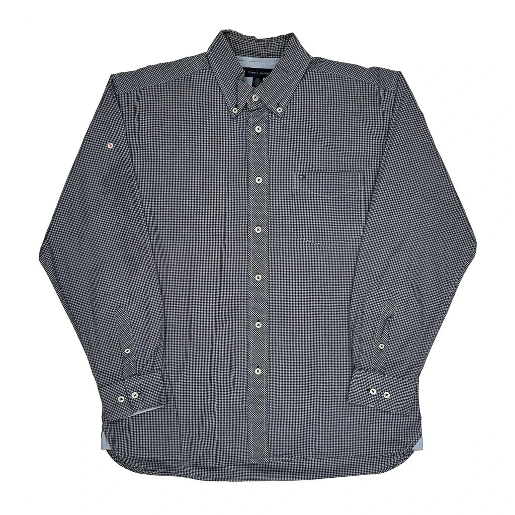 Tommy Hilfiger Checked Shirt - Large Grey Cotton