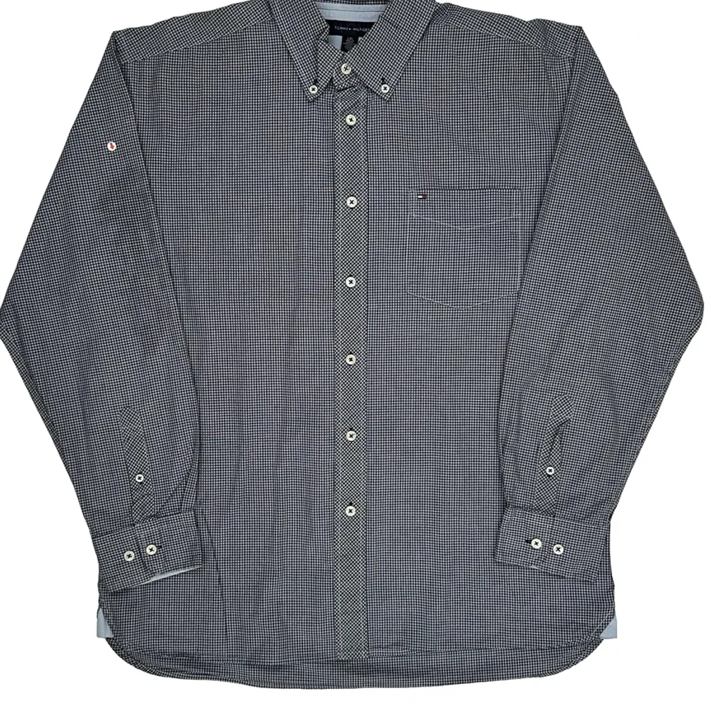 Tommy Hilfiger Checked Shirt - Large Grey Cotton - Image 5