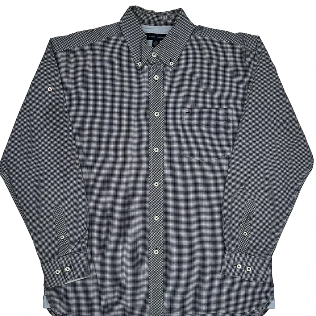 Tommy Hilfiger Checked Shirt - Large Grey Cotton - Image 6