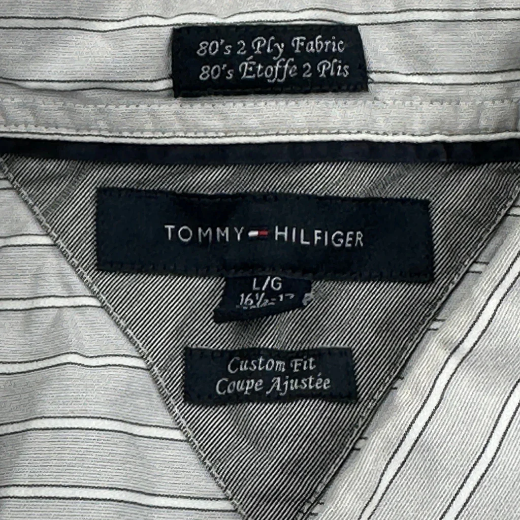 Tommy Hilfiger Striped Shirt - Large Grey Cotton - Image 3
