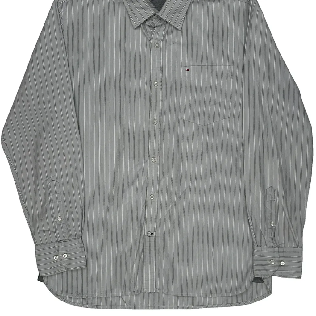 Tommy Hilfiger Striped Shirt - Large Grey Cotton - Image 4