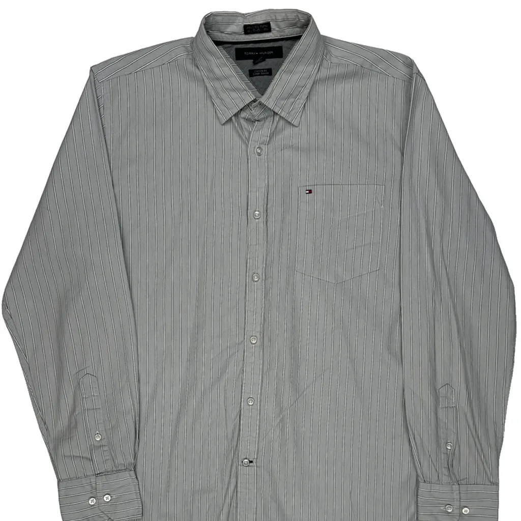 Tommy Hilfiger Striped Shirt - Large Grey Cotton - Image 5