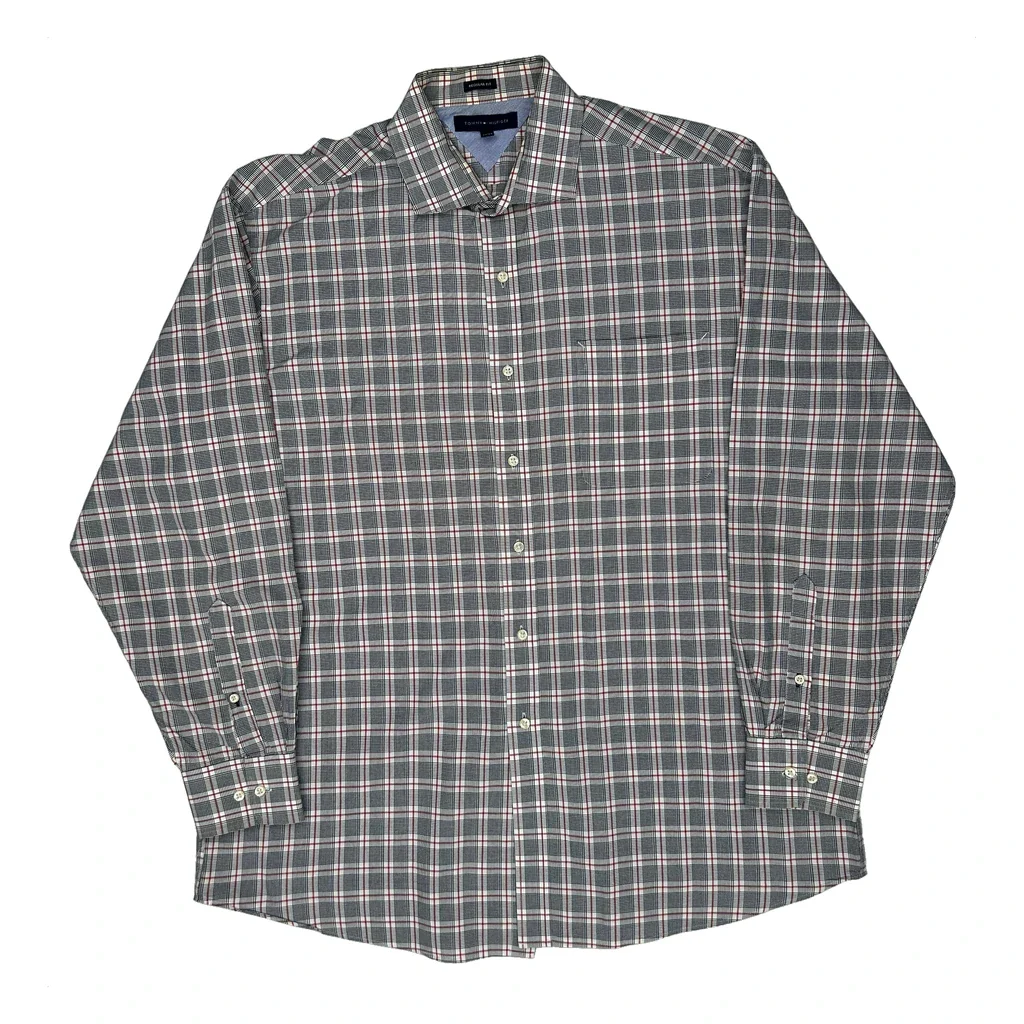Tommy Hilfiger Checked Shirt - XL Grey Cotton