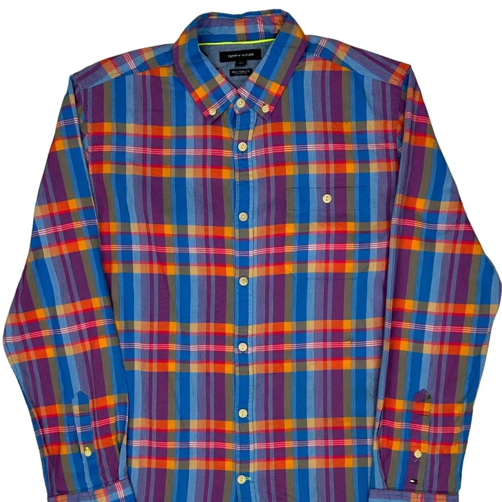 Tommy Hilfiger Shirt - Large Multicoloured Cotton - Image 4