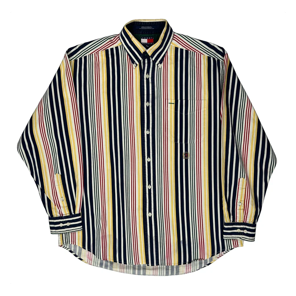 Tommy Hilfiger Striped Shirt - Medium Multicoloured Cotton