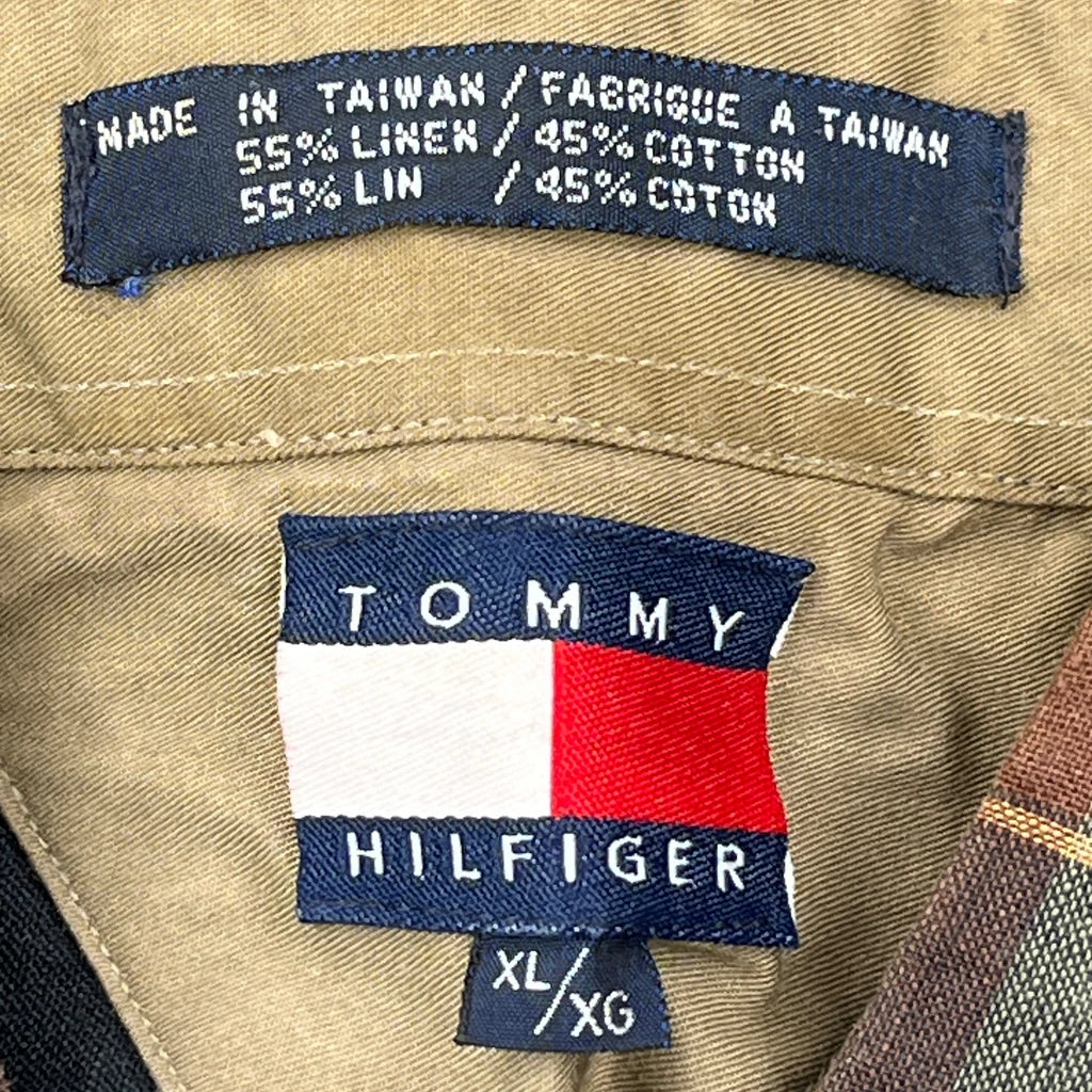 Tommy Hilfiger Checked Shirt - XL Multicoloured Linen Blend - Image 3